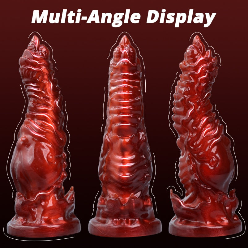 Fantasy Butt Plug Blood-Red Silicone Drakes Dick Irregular Textured Domlust Fantasy Butt Plug Blood-Red Silicone Drakes Dick Irregular Textured Domlust