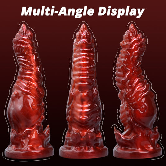 Fantasy Butt Plug Blood-Red Silicone Drakes Dick – Irregular Textured Insertable Vaginal Sex Toys