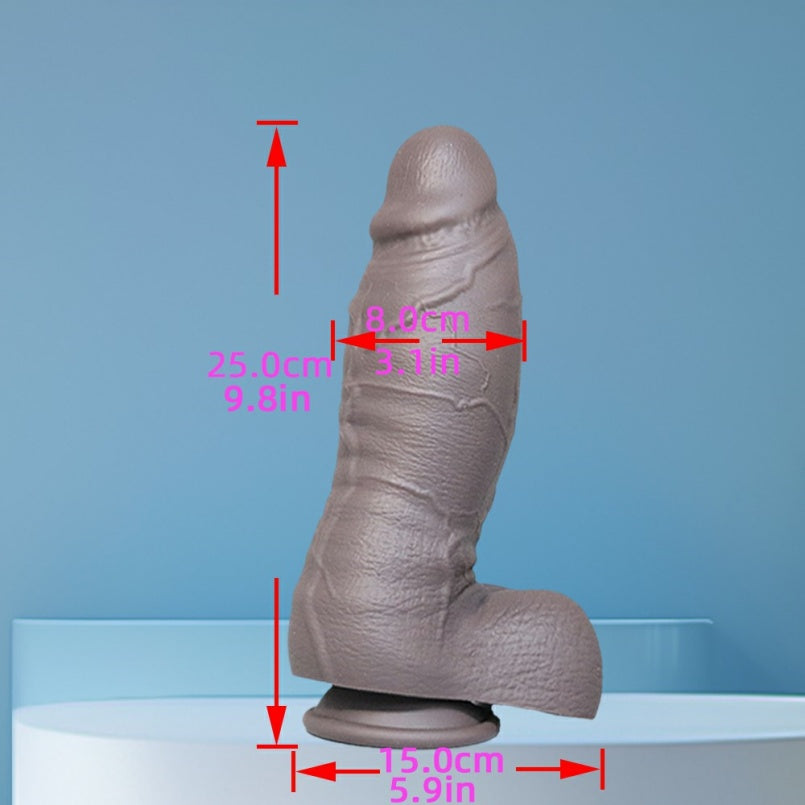 Gray Silicone Realistic Monster Dildo Plug with Suction Cup – G-Spot Stimulation Toy for Women