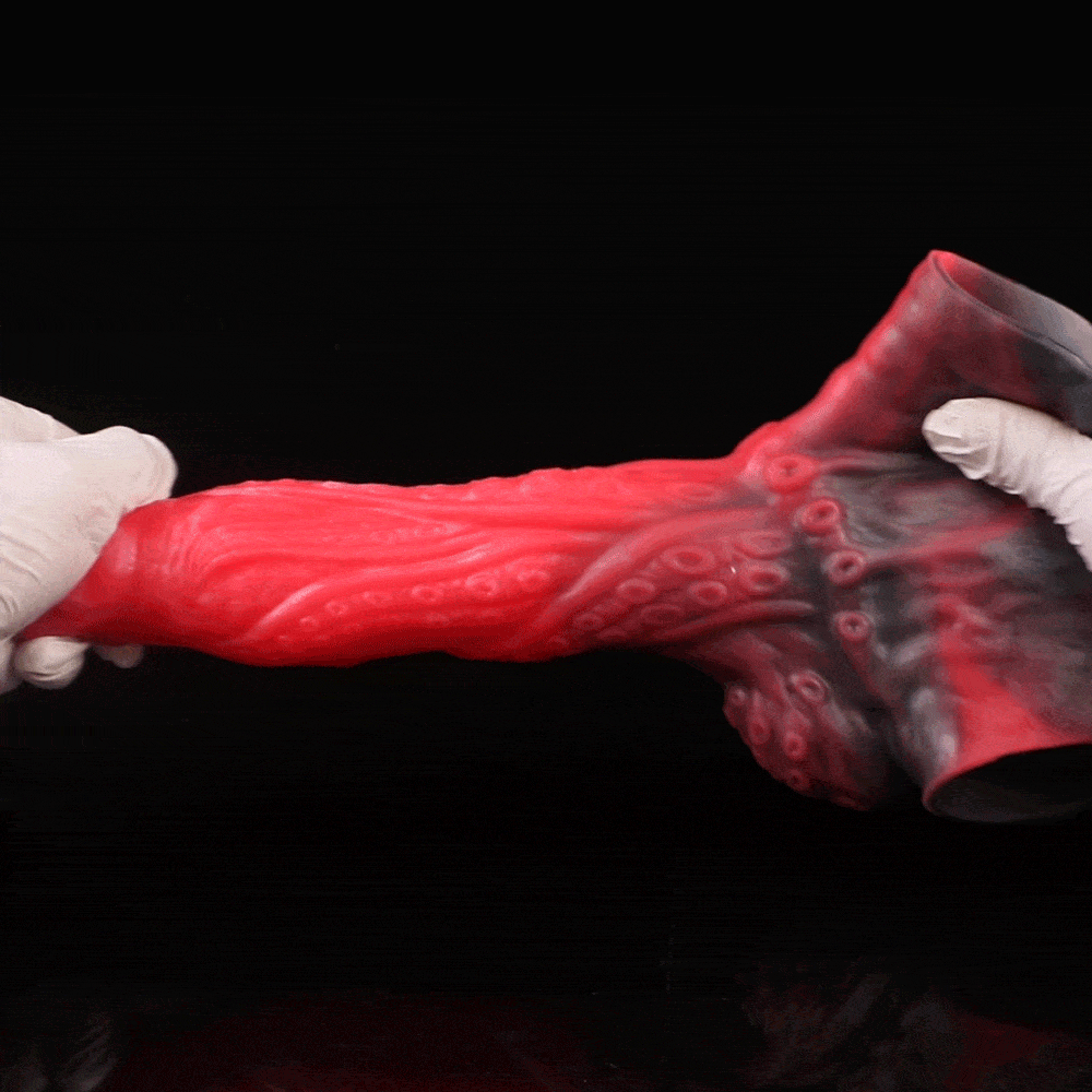 Big Glans Penissleeve Extender - Red-Black Fantasy Cock Sleeve Male Pegging Enhancement