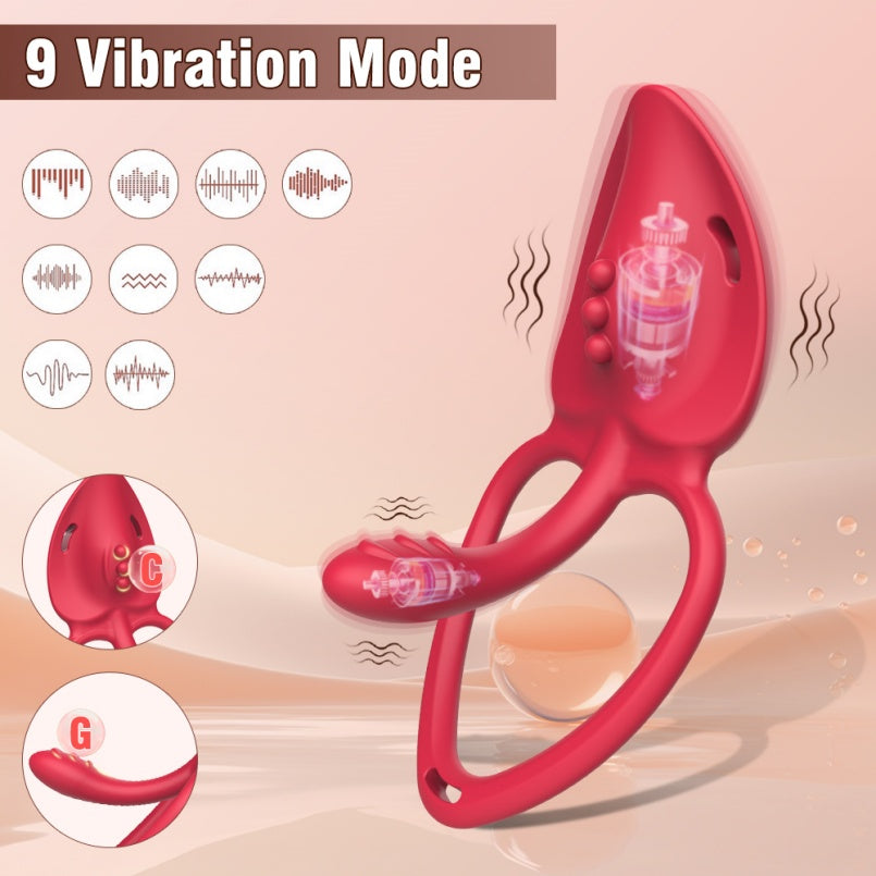 Anneau pénien vibrant avec baguette magique rose – Jouets sexuels oraux compatibles avec les godes-ceintures pour hommes et femmes