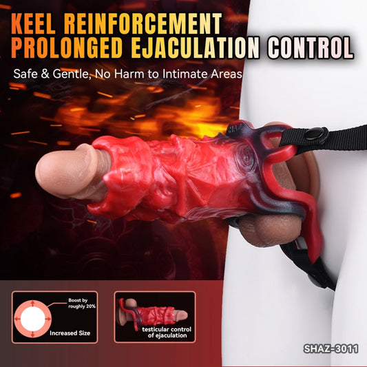 Silicone Fantasy Monster Cock Sleeve - Built-in Rigid Spine to Combat Penis Softness