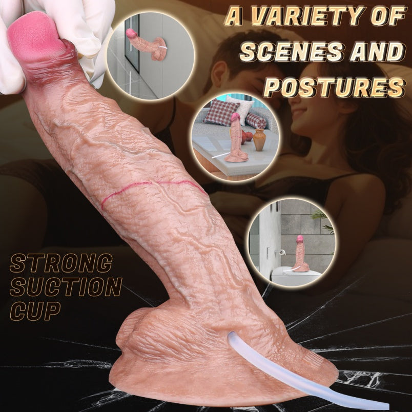 Flesh-Toned Silicone Realistic Fake Cum Dildo – Strap-On Compatible Suction Cup Vaginal Masturbation