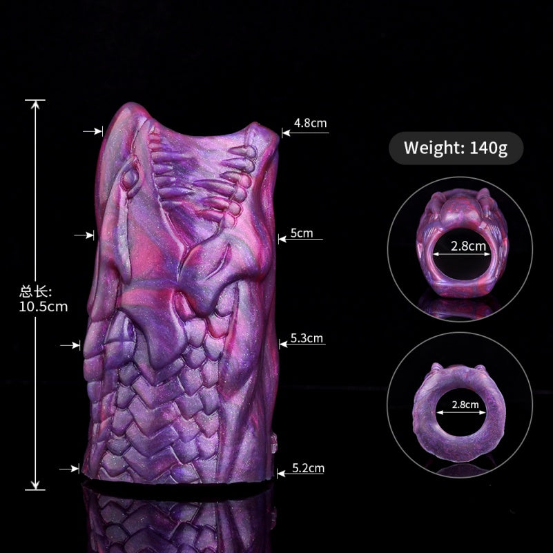 Biomorphic Dragon-Maw Purple Silicone Penis Sleeve – Precision Fit Male Sex Toys to Delay Climax