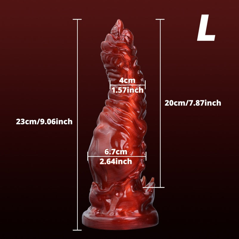 Fantasy Butt Plug Blood-Red Silicone Drakes Dick – Irregular Textured Insertable Vaginal Sex Toys