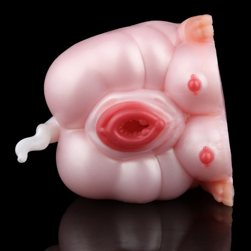 Pink Silicone Penis Massaging Fantasy Animal Pocket Pussy - Realistic Sex Doll Blowjob Toy