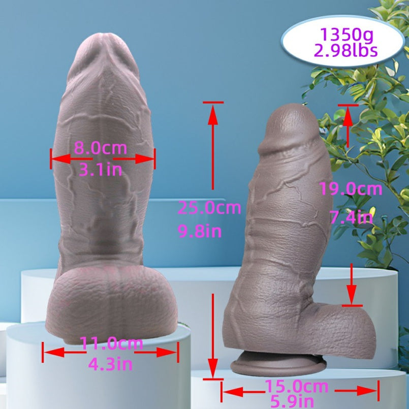 Gray Silicone Realistic Monster Dildo Plug with Suction Cup – G-Spot Stimulation Toy for Women