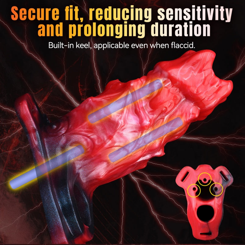 Silicone Fantasy Monster Cock Sleeve - Built-in Rigid Spine to Combat Penis Softness