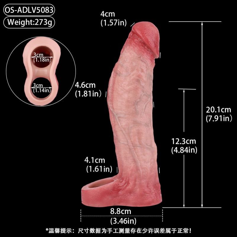 Gode en chair de 20 cm - Extenseur de pénis vibrant télécommandé pour hommes gays