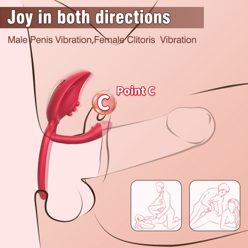 Anneau pénien vibrant avec baguette magique rose – Jouets sexuels oraux compatibles avec les godes-ceintures pour hommes et femmes
