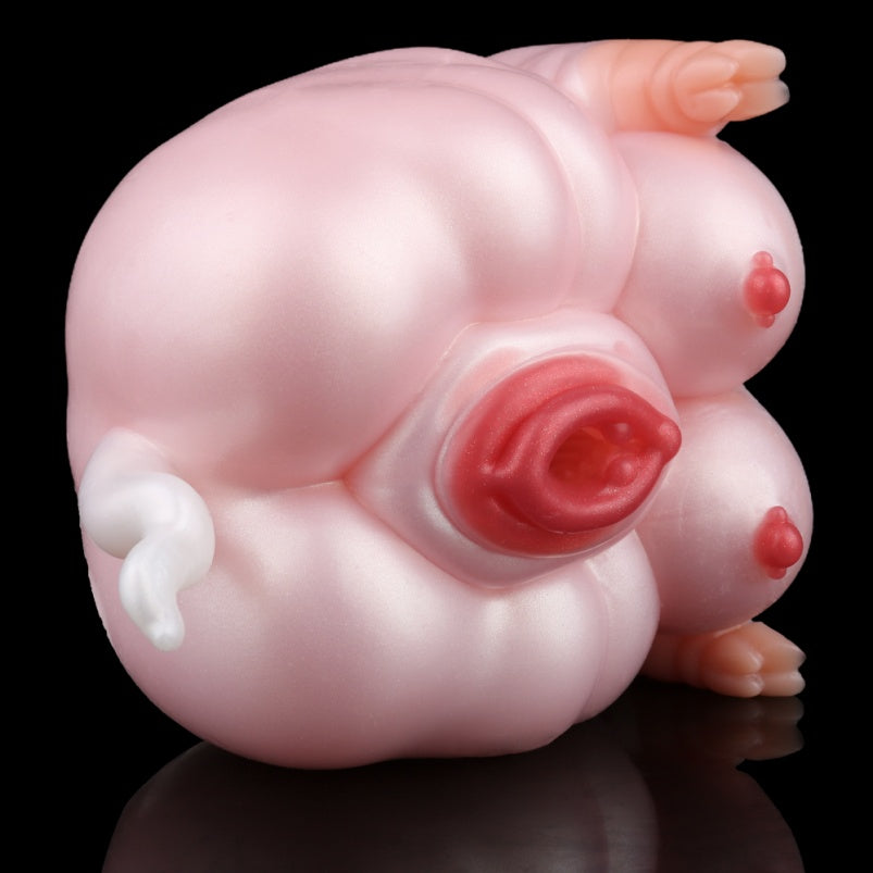 Pink Silicone Penis Massaging Fantasy Animal Pocket Pussy - Realistic Sex Doll Blowjob Toy
