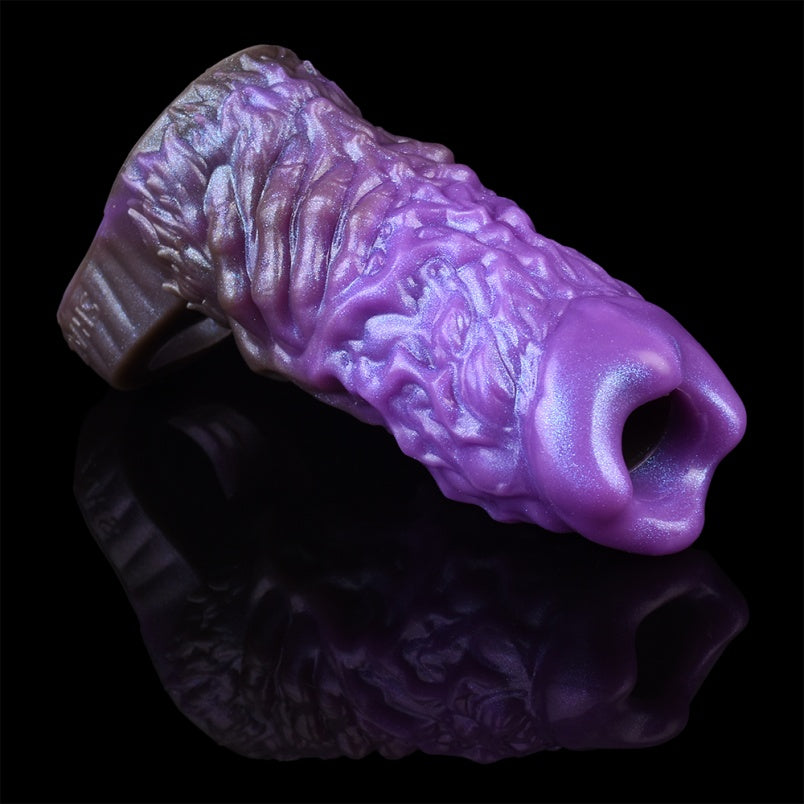 Amethyst Bloom Silicone Penissleeve – Hybrid Cock Extender for Penetration Domination