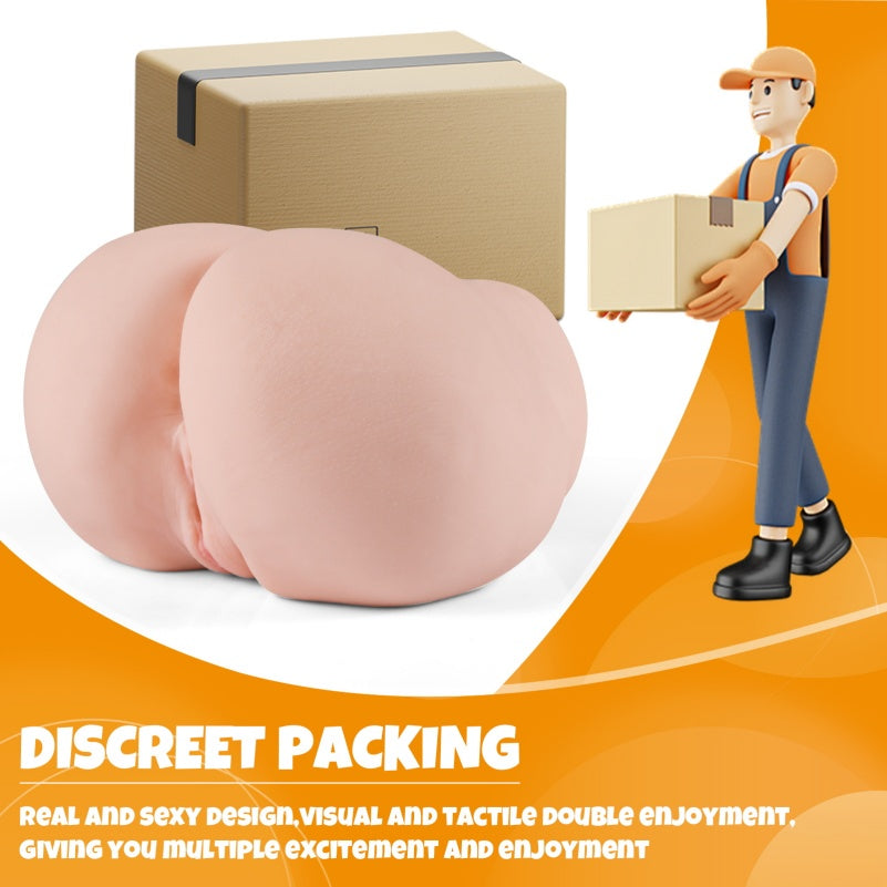 Realistische vibrierende Anal-Taschenmuschi aus Silikon – Zweikanal-Einführdesign für männliche Masturbationsspielzeuge