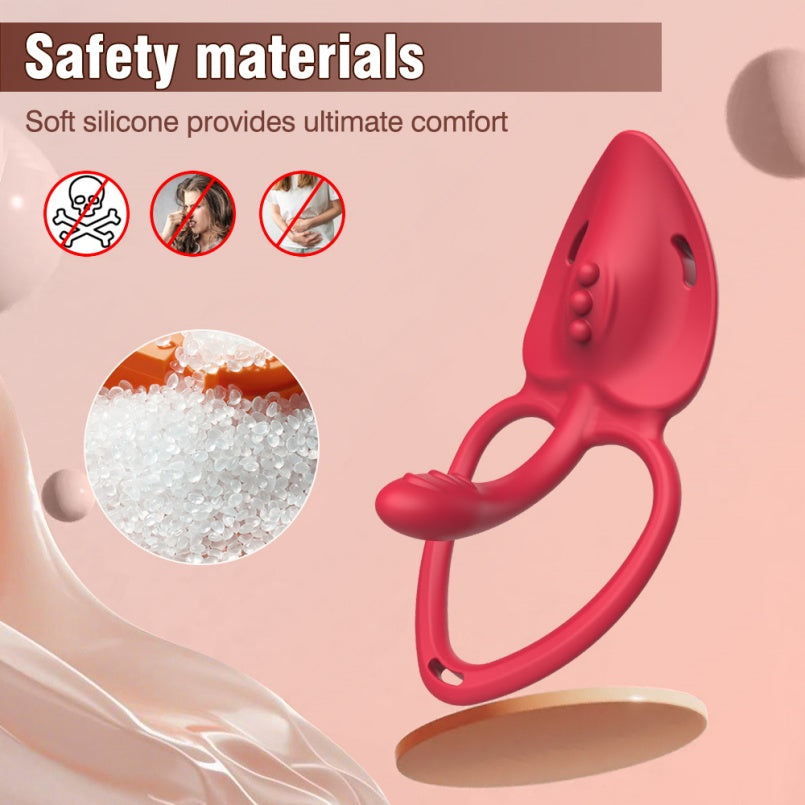 Anneau pénien vibrant avec baguette magique rose – Jouets sexuels oraux compatibles avec les godes-ceintures pour hommes et femmes
