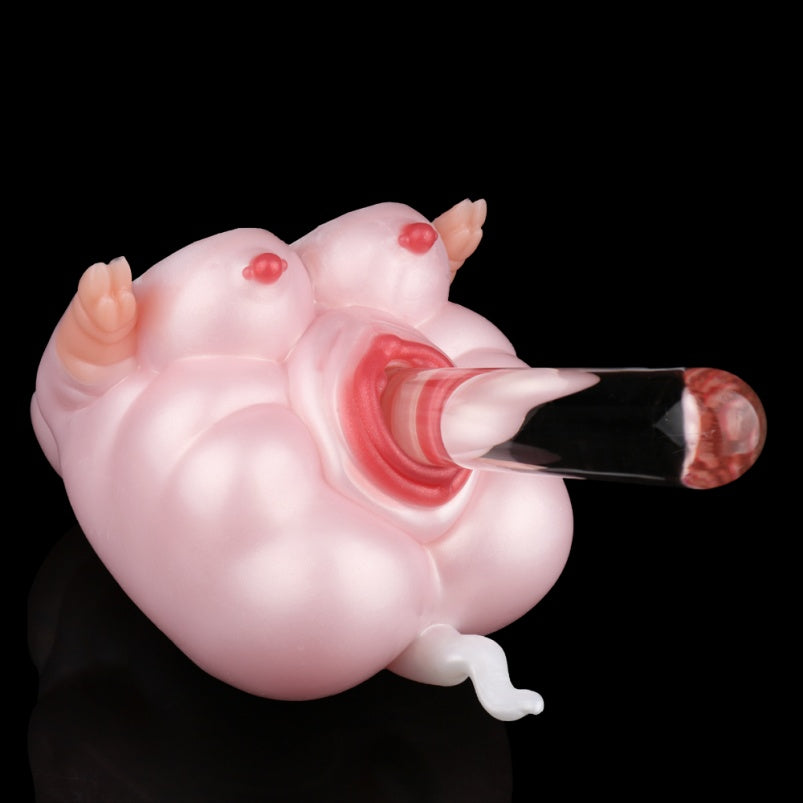 Pink Silicone Penis Massaging Fantasy Animal Pocket Pussy - Realistic Sex Doll Blowjob Toy