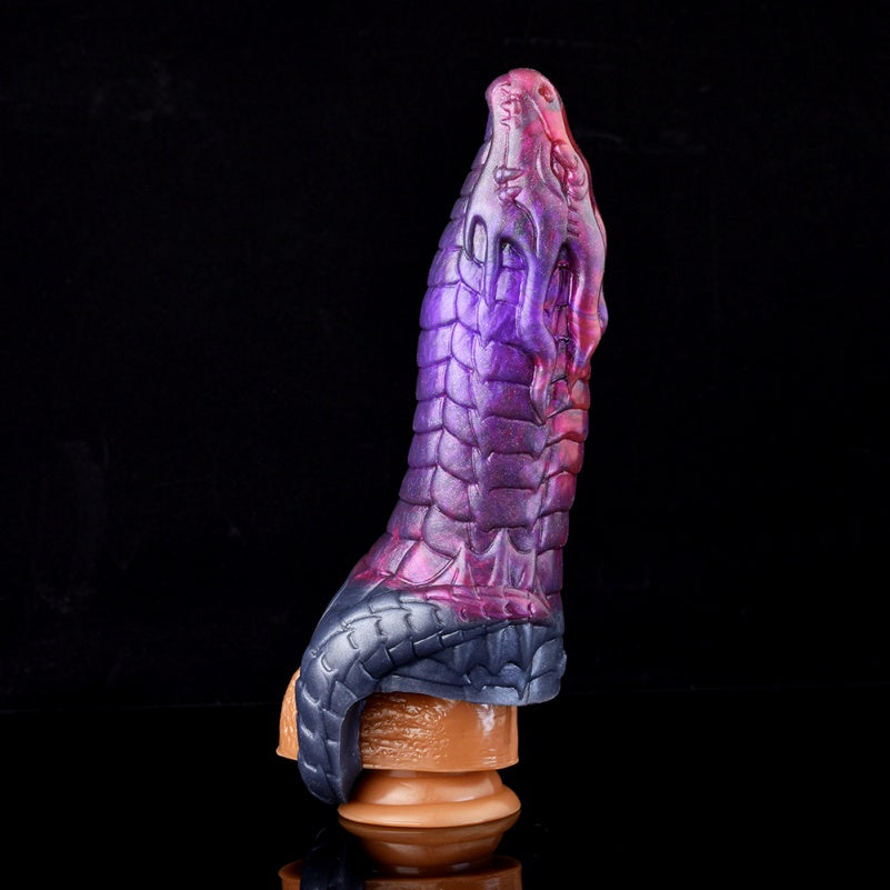 Fantasy Chinese Dragon Cock Sleeve – Enge Penis-Extender-Hülle aus violettem Silikon für Männer