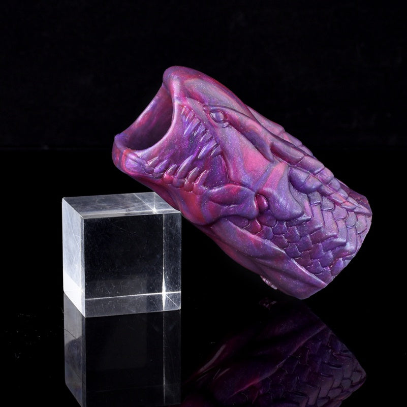 Manchon pénien biomorphique en silicone violet Dragon-Maw – Sextoy masculin à ajustement précis pour retarder l'orgasme
