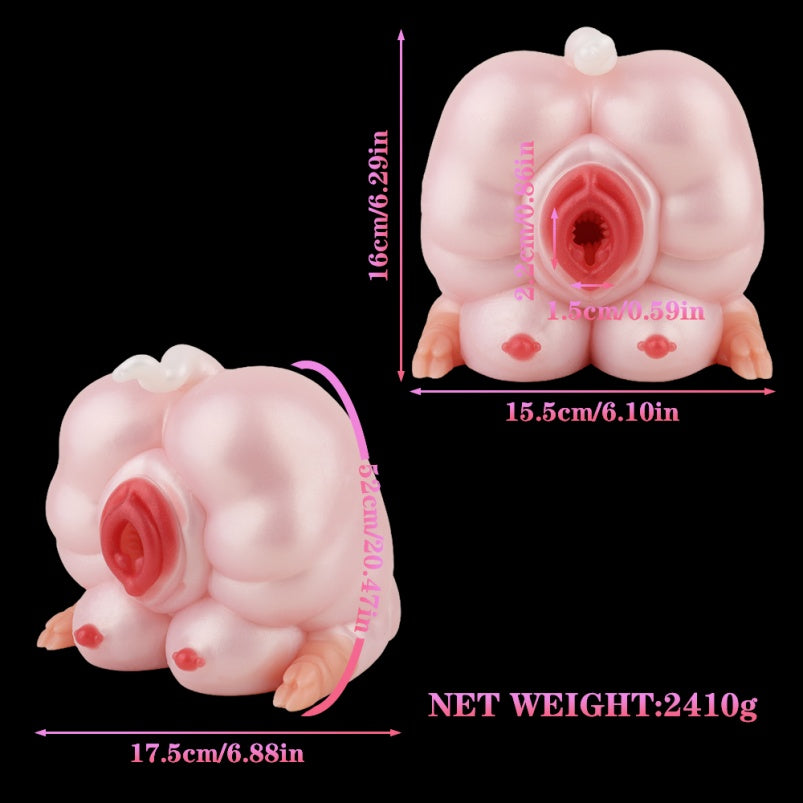 Pink Silicone Penis Massaging Fantasy Animal Pocket Pussy - Realistic Sex Doll Blowjob Toy