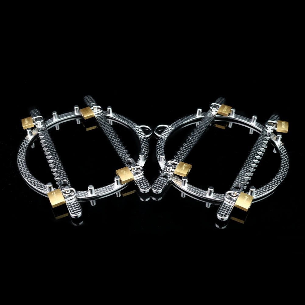 Fantasy Serrated Nipple Clamps Bondage Kinky Sex - Stainless Steel Metal Strap-on BDSM Toy