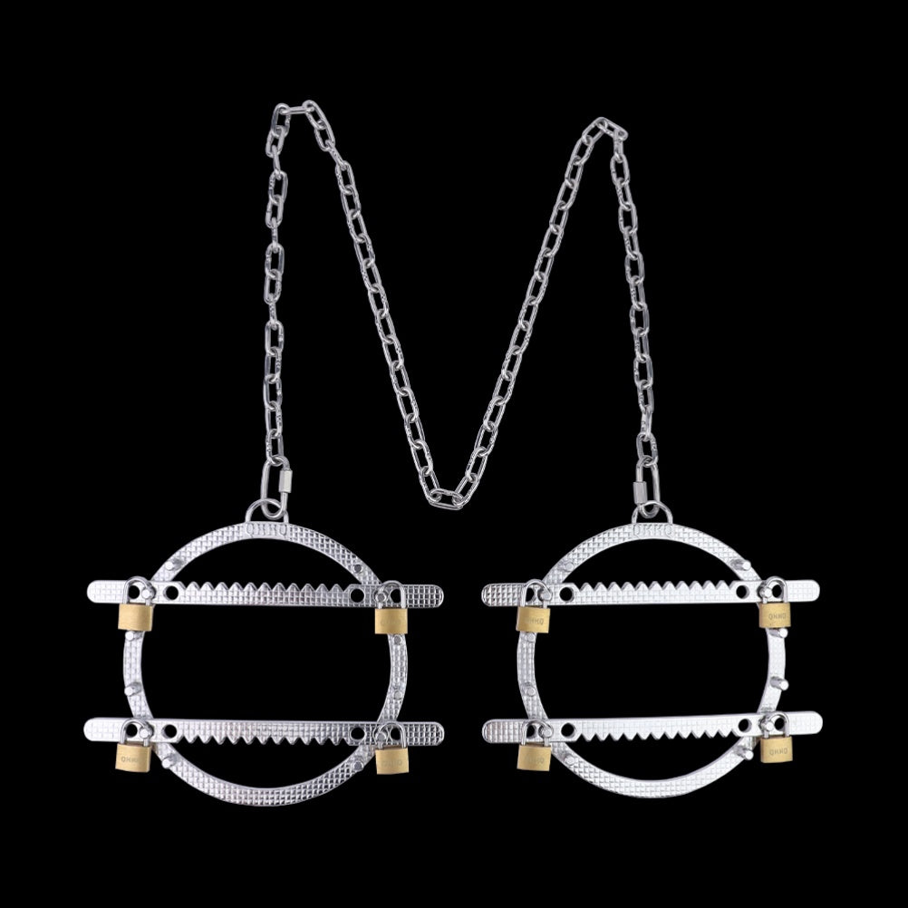 Fantasy Serrated Nipple Clamps Bondage Kinky Sex - Stainless Steel Metal Strap-on BDSM Toy