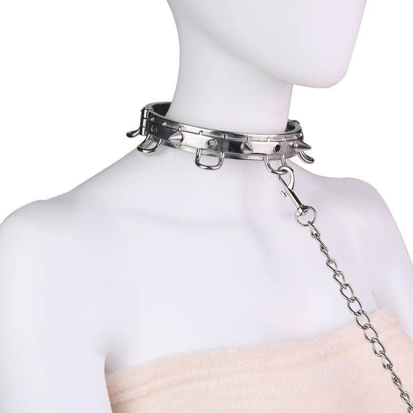 Fessel-Set aus Edelstahl mit Traktionshalsband – BDSM-Kontroll-Sexspielzeug für erotische Spiele für Paare