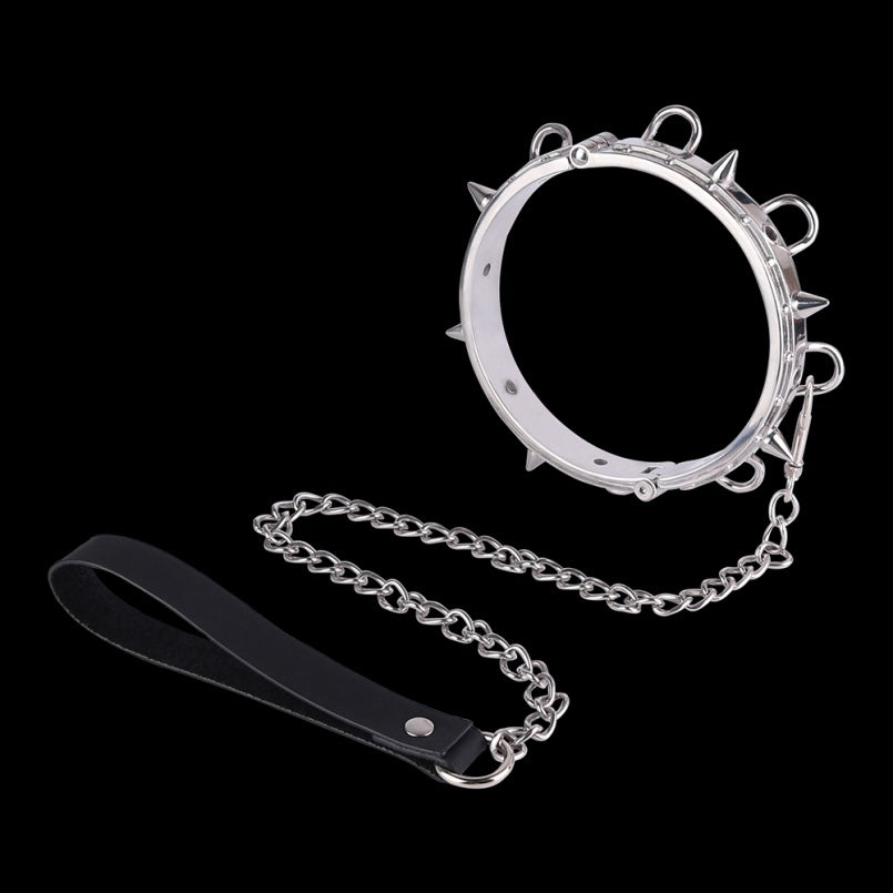 Fessel-Set aus Edelstahl mit Traktionshalsband – BDSM-Kontroll-Sexspielzeug für erotische Spiele für Paare