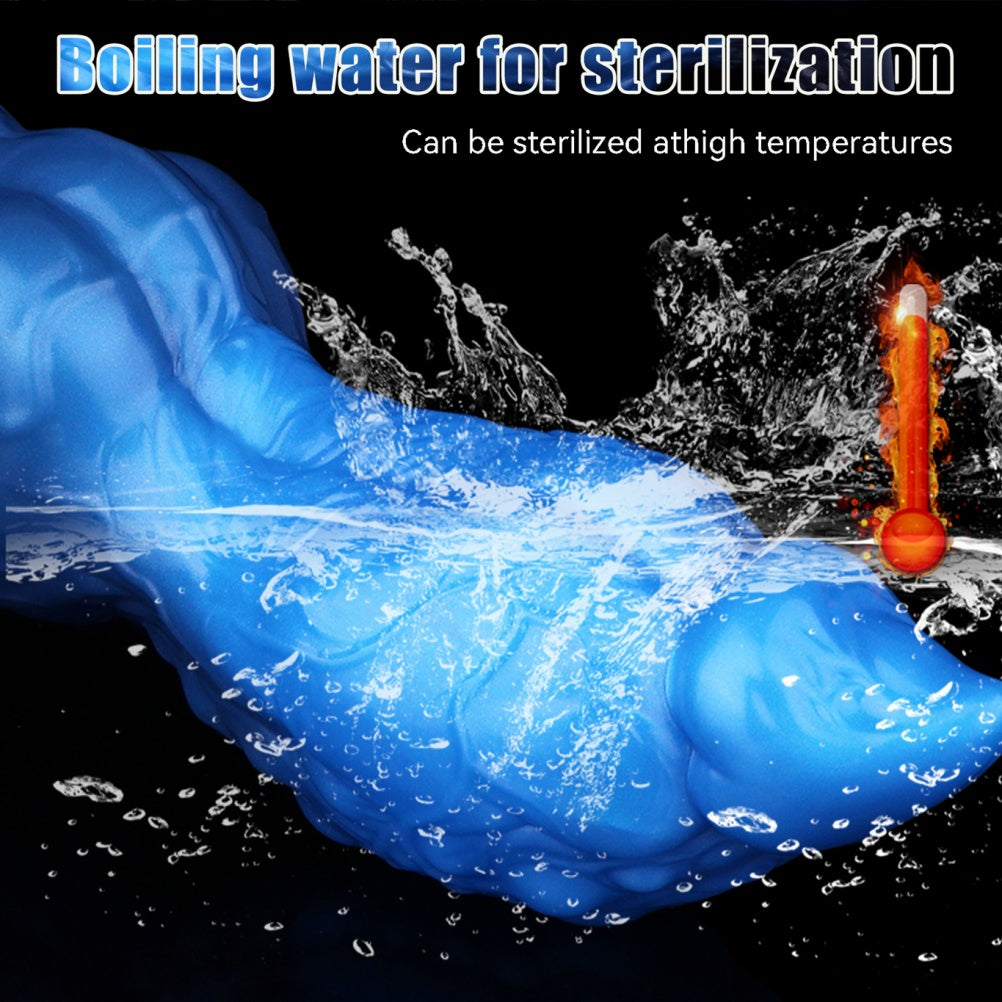 Blue Silicone 8-Inch Fantasy Dog Knot Dildo - Stimulating Vaginal Climax Expansion Toy