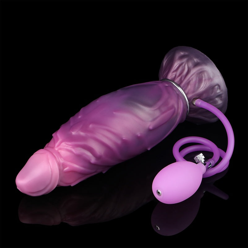 Purple Inflatable Silicone Fantasy Drakes Dick - Insertable Vaginal Expansion Pleasure Toys