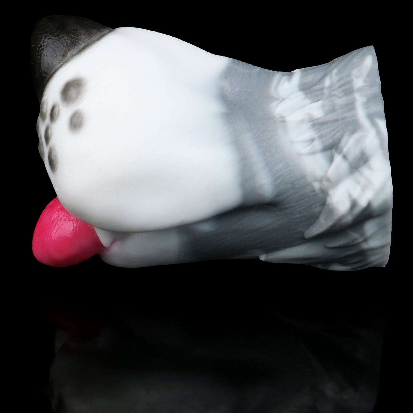 Dalmatian Mouth Pocket Pussy — Platinum Silicone Fantasy Dog Mouth Masturbator with Pink Tongue & Single-Channel Textured Design