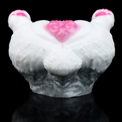 Snow Bunny Sex Dolls — Platinum Silicone Fantasy Rabbit Masturbator with Dual Channel, Fluffy Body & Pink Accent