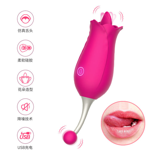 Tongue Licking Rose Toys - Handheld Clit Stimulator G Spot Vibrator Female Sex toy