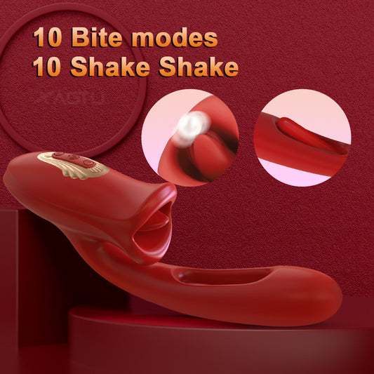 G Spot Vibrator Clit Tongue Oral Sex Toys - Double End Tickle Flapping Women Vibrator
