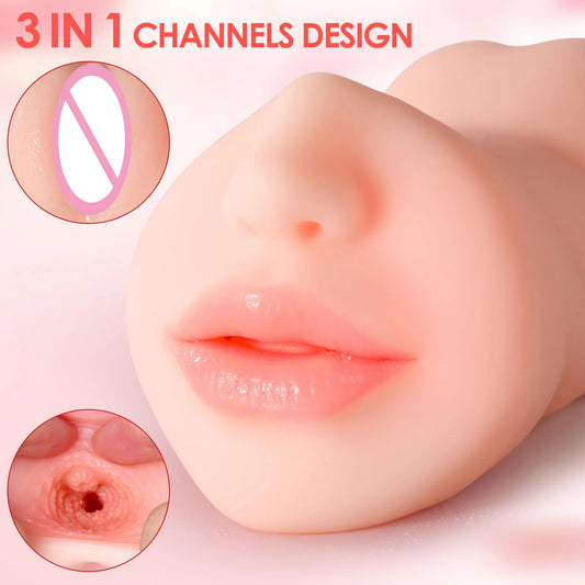 Lifelike Pocket Pussy Masturbation Cup - Mouth Vagina Anus Peins Massage Sex Toy for Men