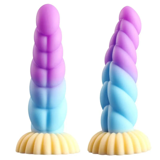 Silicone Fantasy Dildos Butt Plug - Colorful Dragon Monster Dildo G Spot Anal Sex Toy