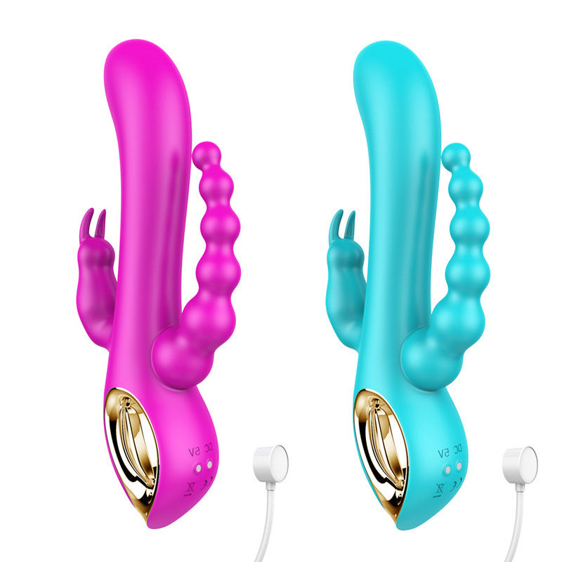 Domlust Dreiköpfiger Drachenvibrator – G-Punkt-Kaninchenperlen, Anusstimulation, 3-in-1-Sexspielzeug für Frauen