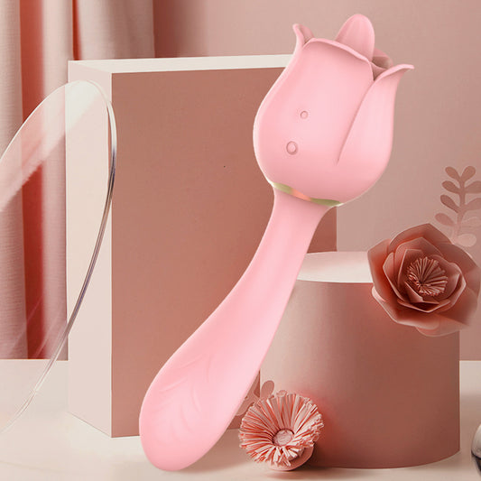 Double gode Anal vibrateur point G stimulateur de clitoris-langue léchant Rose jouet femmes vibrateur