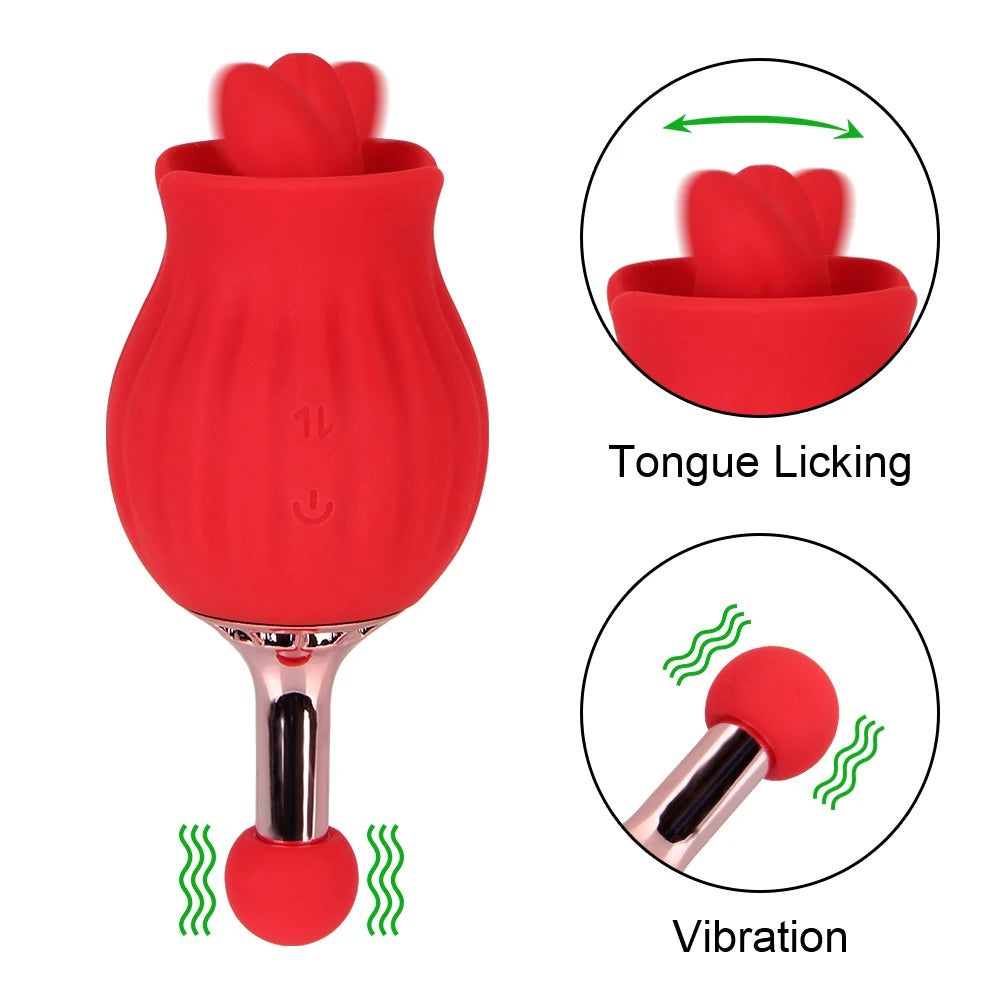 2-in-1-Klitorisklemmen-G-Punkt-Vibrator Rose Toys – Nippelklemmen-Schwanz-Klitoris-Vagina-Stimulator