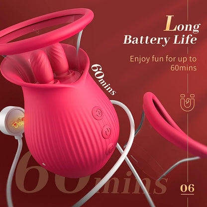 Nipple Clit Stimulator - Dual Tongue Rotating Licking Oral Sucking Female Sex Toys