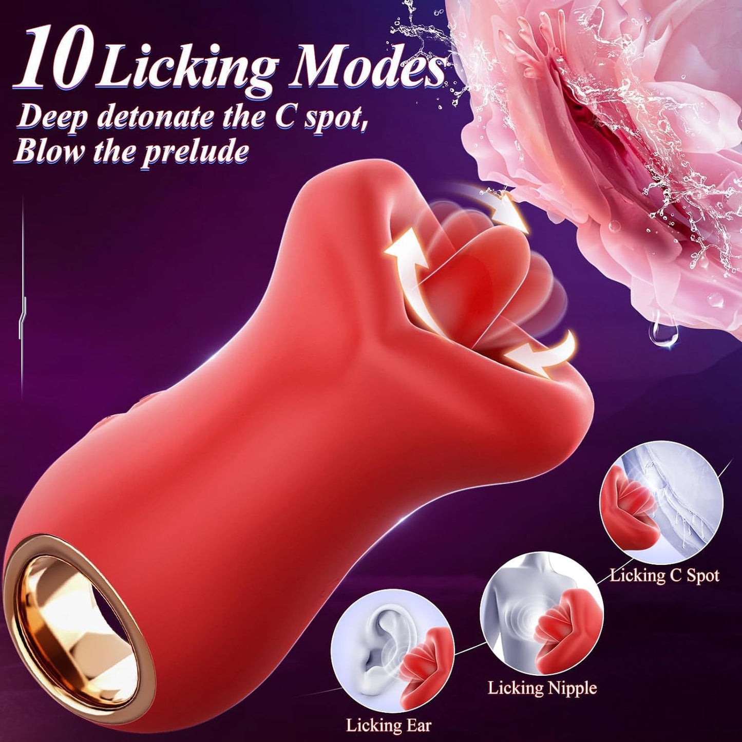 Jouets sexuels oraux léchant la langue - Vibromasseur portatif pour femmes à succion Big Mounth