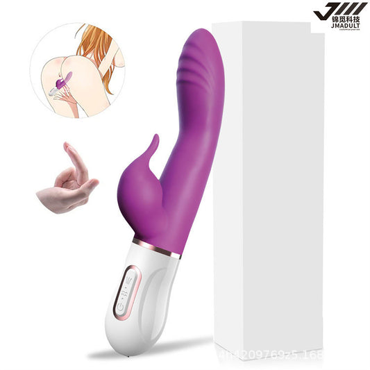Vibromasseur clitoridien de point G de lapin - Stimulateur de clitoris à double extrémité Gode anal Masseur de prostate