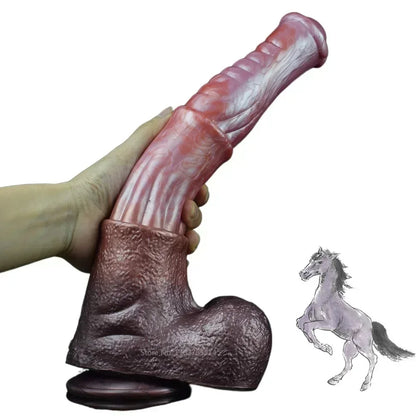 Big Testicle Horse Dildo Butt Plug - Silicone Suction Cup Lifelike Monsterdildo Sex Toys for Women