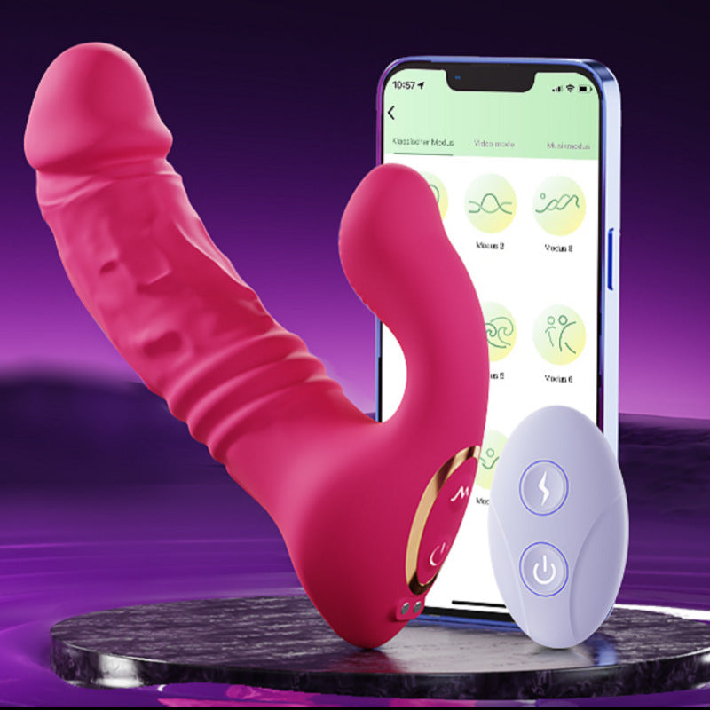 APP Controlled Thrusting Anal Dildo Clit Stimulator - Remoter Wearable G Spot Vibrator