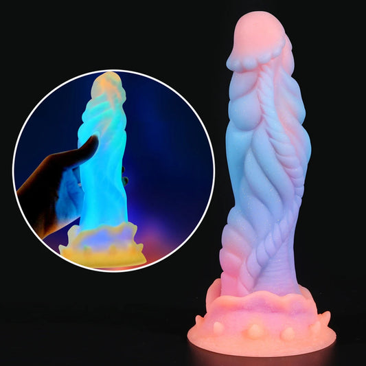 Luminous Dragon Dildo Butt Plug - Huge Monster Dildos Colourful Glowing Anal Sex Toy