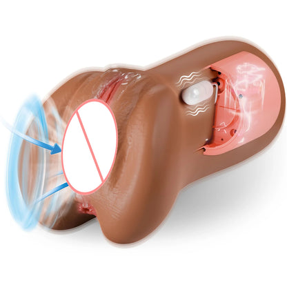 Realistic Pocket Pussy Male Masturbator - Sucking Vibrating Vagina Penis Massager Sex Toy