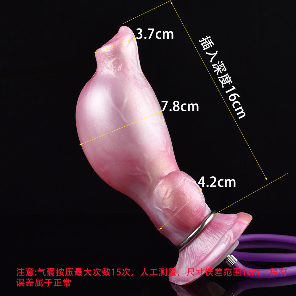 Inflatable Monster Dildo Butt Plug - Knotted Dog Dildo Premium Silicone Animal Penis Vagina Sex Toy