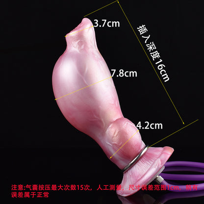Inflatable Monster Dildo Butt Plug - Knotted Dog Dildo Premium Silicone Animal Penis Vagina Sex Toy