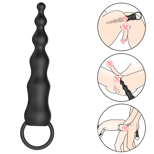Vibrating Anal Beads Butt Plug - Finger Protate Massager Sex Toy for Men Women