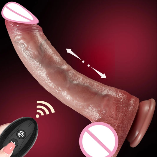 Thrusting Realistic Dildo Butt Plug - Remote Control Sliding Skin Anal Dildos Sex Toys