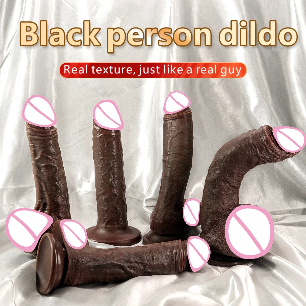 Realistischer schwarzer Dildo, Sexspielzeug für Frauen – großer Analdildo aus Silikon, G-Punkt-Prostata-Massagegerät