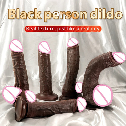 Realistischer schwarzer Dildo, Sexspielzeug für Frauen – großer Analdildo aus Silikon, G-Punkt-Prostata-Massagegerät